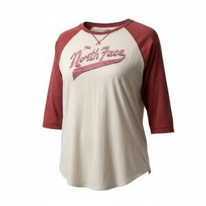 THE NORTH FACE 3/4 Raglan Sleeve Baseball Tee Classic Fit Mens XL Red & White